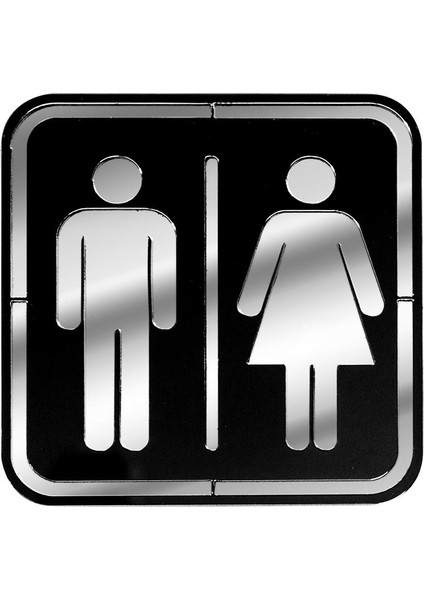 Abs Lüx Çift Katlı Yönlendirme Levhası Siyah-Gümüş Wc