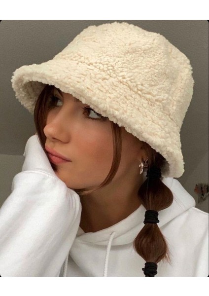 Kadın Kışlık Peluş Bucket Şapka