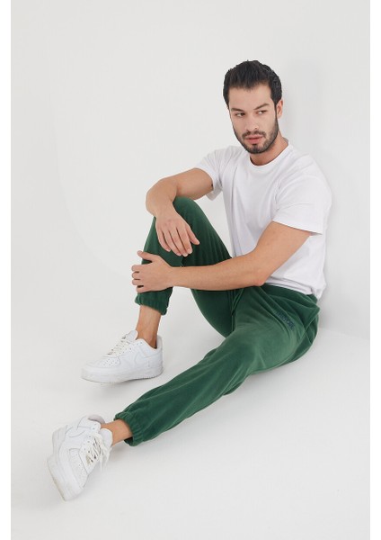 Erkek Regular Nakışlı Paça Lastikli Cepli Polar Eşofman Altı fırsatları