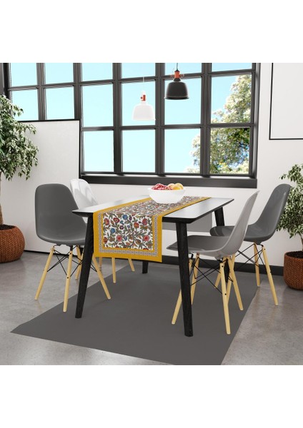 Colorful Flowers Runner 140 x 45 cm Renkli Çiçek, Ince Keten