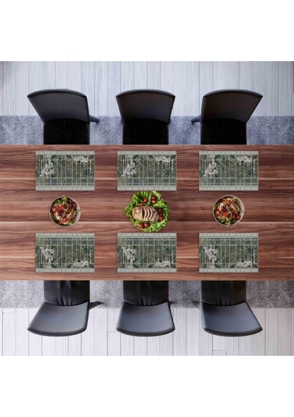 Modern Heykelli Kumaş Amerikan Servis 4'lü Set 35 x 50 cm