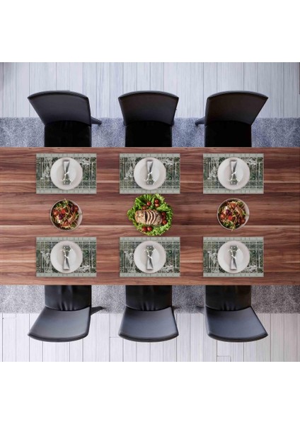 Modern Heykelli Kumaş Amerikan Servis 4'lü Set 35 x 50 cm