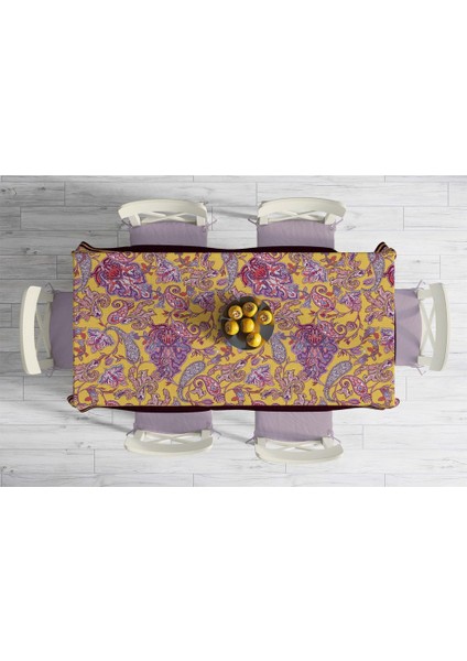 Mor Damask Desen Masa Örtüsü