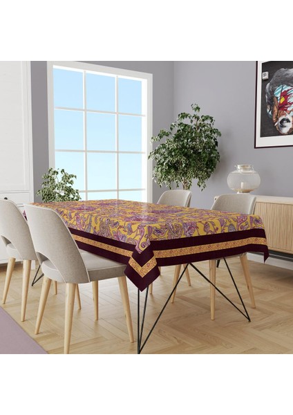 Mor Damask Desen Masa Örtüsü