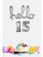15 Yaş Doğum Günü Balonları - Hello 15 El Yazısı Gümüş Renk Folyo Balon 1