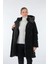 Kadife Kapüşonlu Midi Kadın Kışlık Mont - Oversized 5