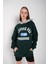Kadın Suppose Baskılı Oversize Kapüşonlu Sweatshirt 1
