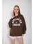 Kadın Suppose Baskılı Bisiklet Yaka Oversize Sweatshirt 2