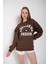 Kadın Suppose Baskılı Bisiklet Yaka Oversize Sweatshirt 3