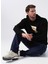 Kapüşon Yaka Düz Siyah Erkek Sweatshirt Monı 2