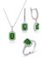 Baget Taşlı Üçlü Gümüş Set Takım Zümrüt Zirkon 1