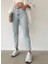 90's Buz Mavi Fit Mom Jean Likralı Kot Pantolon 1