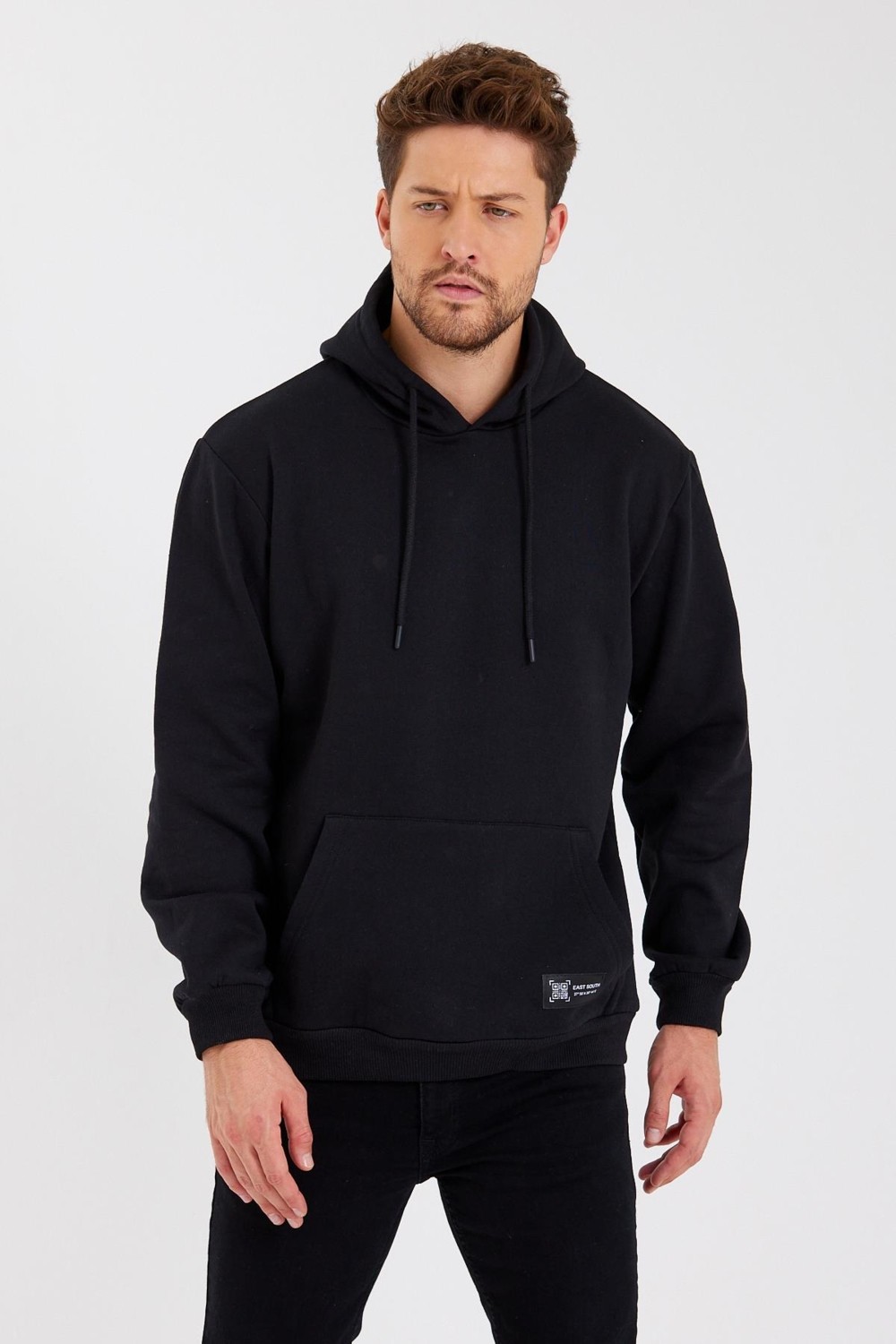 Mmetalic Siyah Kanguru Cepli Kapüşonlu Içi Pamuklu Erkek Sweatshirt