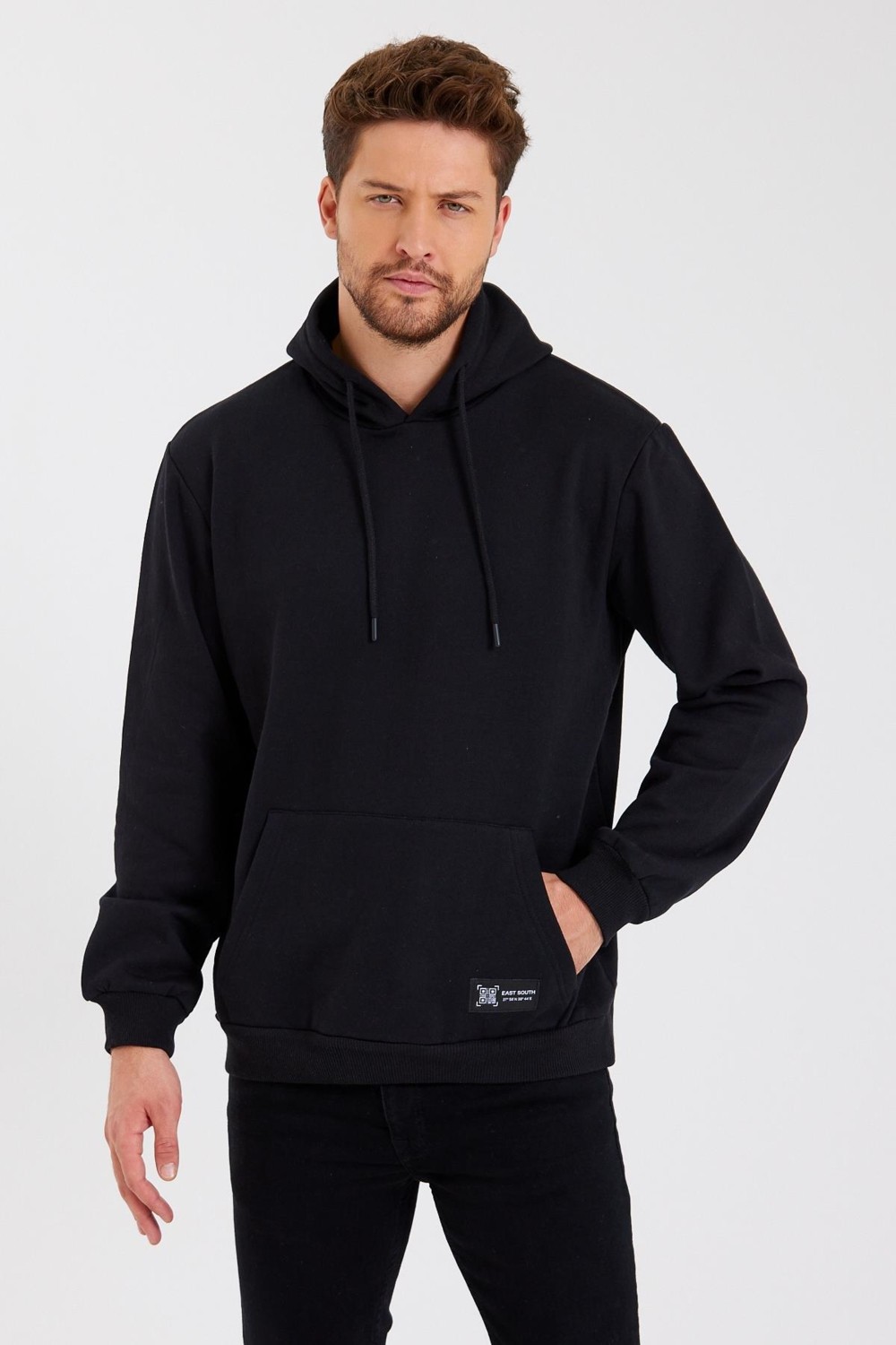 Mmetalic Siyah Kanguru Cepli Kapüşonlu Içi Pamuklu Erkek Sweatshirt görsel 2