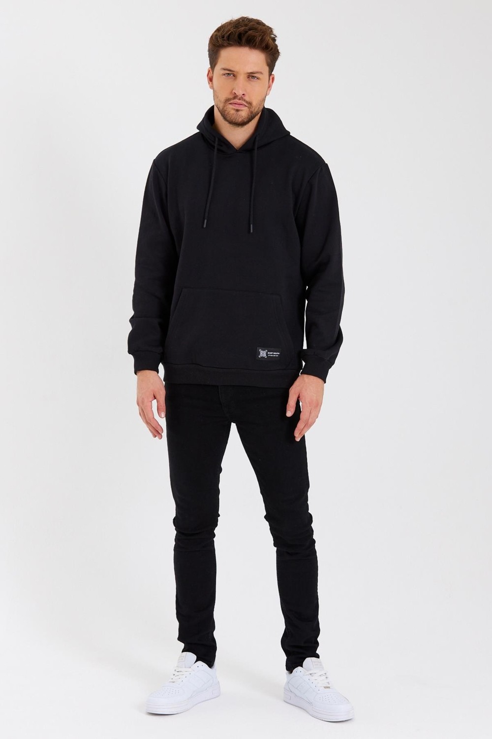 Mmetalic Siyah Kanguru Cepli Kapüşonlu Içi Pamuklu Erkek Sweatshirt görsel 3