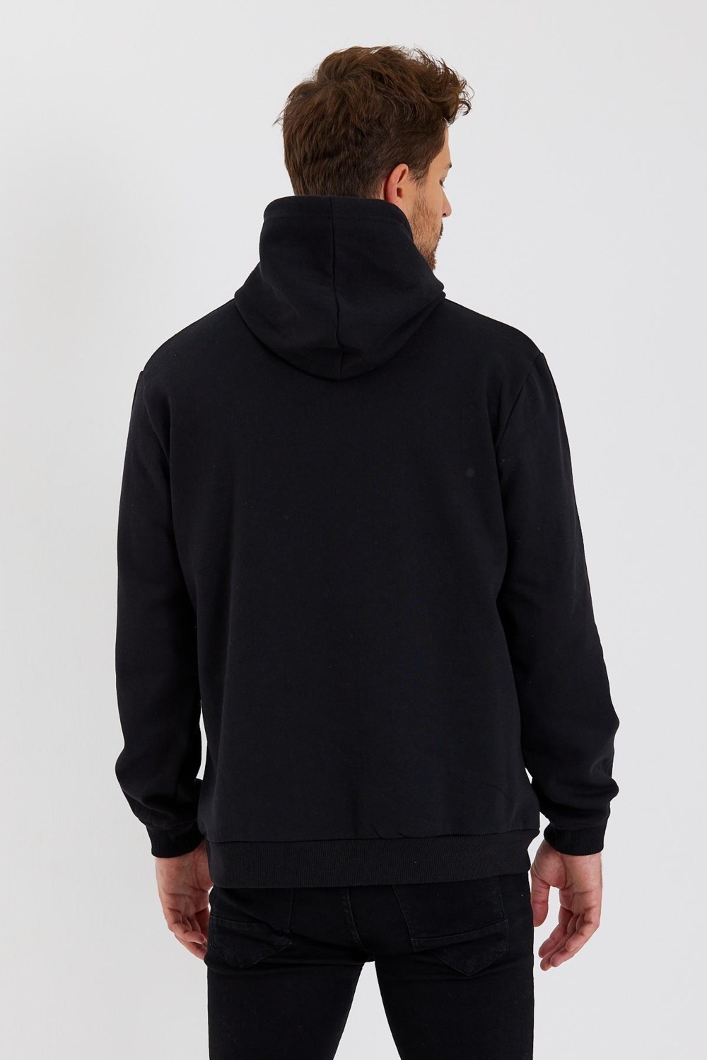Mmetalic Siyah Kanguru Cepli Kapüşonlu Içi Pamuklu Erkek Sweatshirt görsel 4