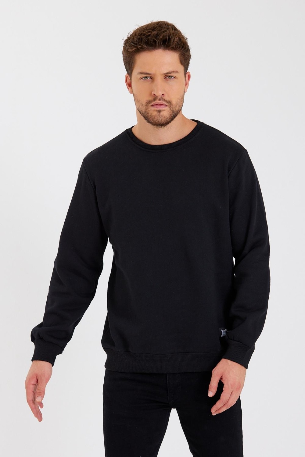 Mmetalic Bisiklet Yaka Etiket Detayı Içi Pamuklu Erkek Sweatshirt