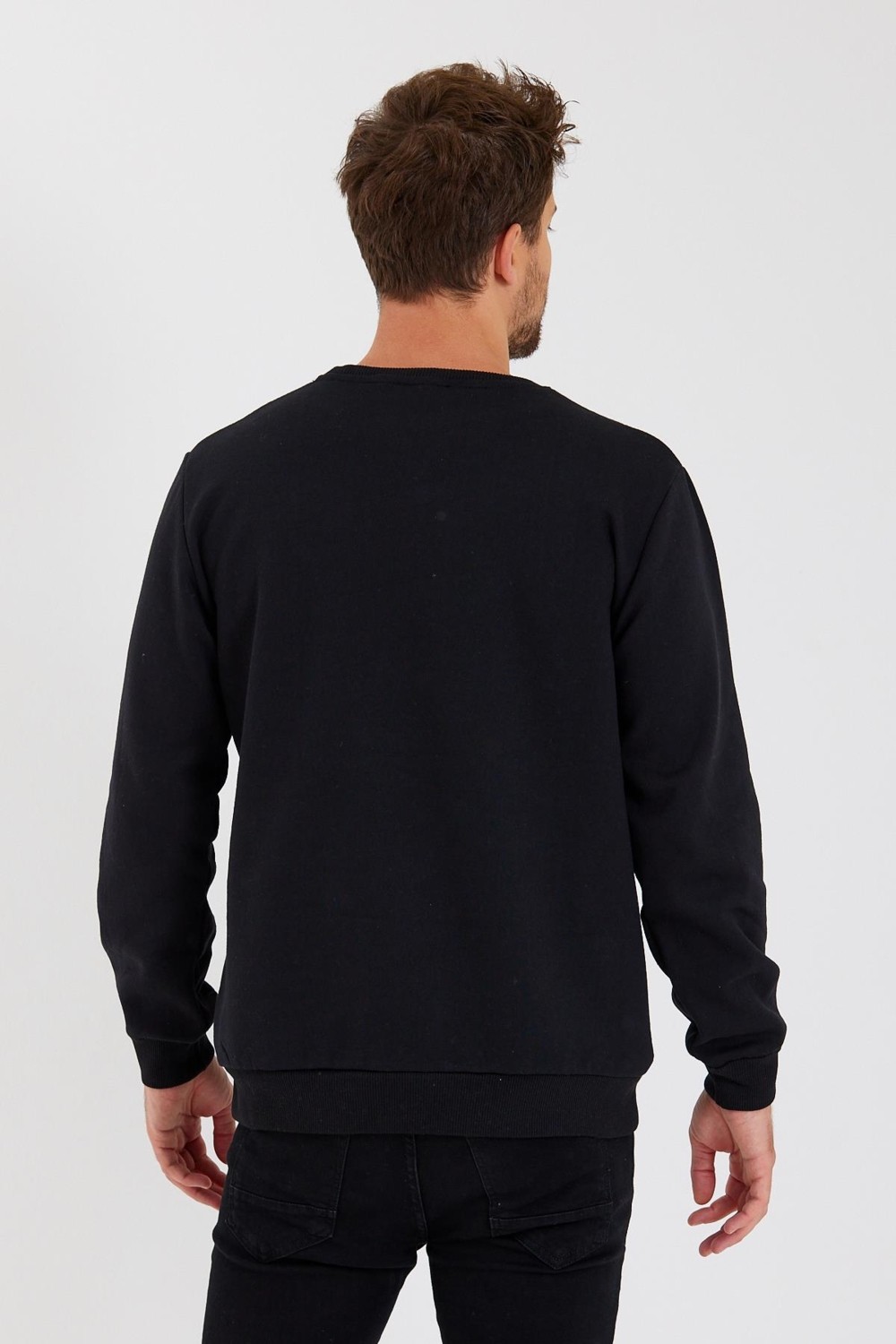 Mmetalic Bisiklet Yaka Etiket Detayı Içi Pamuklu Erkek Sweatshirt görsel 3