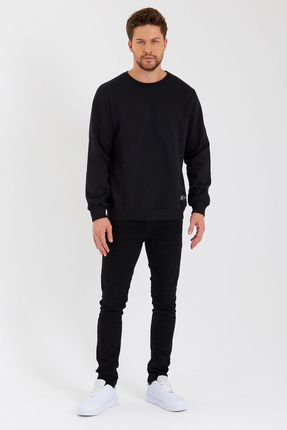 Mmetalic Bisiklet Yaka Etiket Detayı Içi Pamuklu Erkek Sweatshirt görsel 4