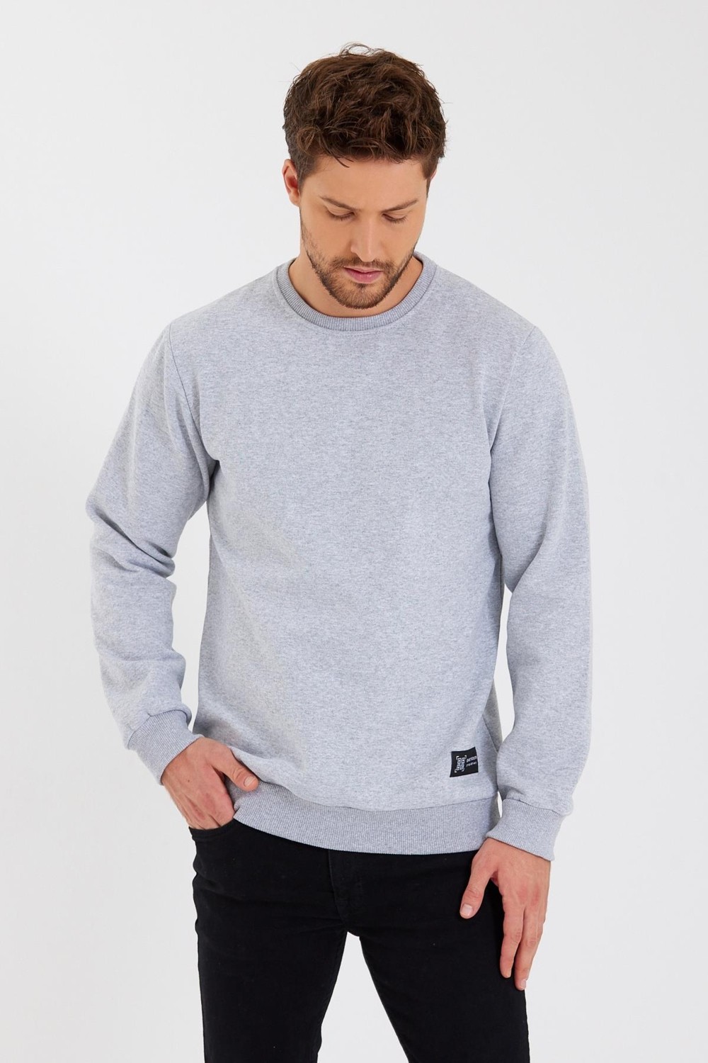 Mmetalic Bisiklet Yaka Etiket Detayı Içi Pamuklu Erkek Sweatshirt
