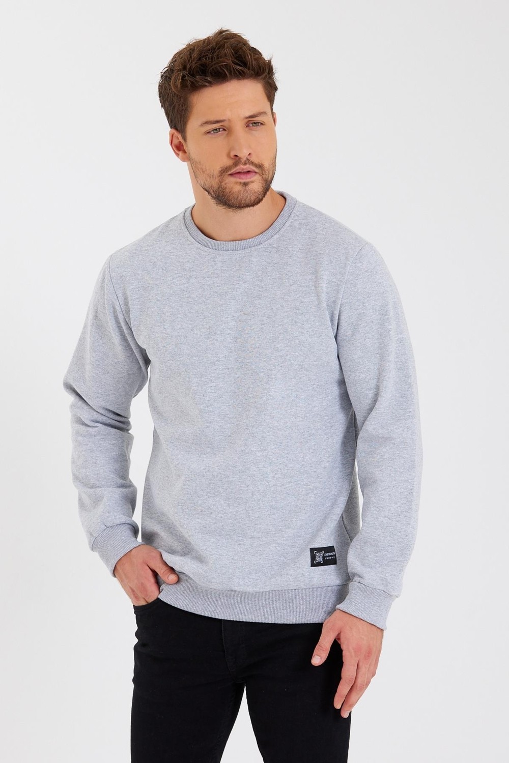 Mmetalic Bisiklet Yaka Etiket Detayı Içi Pamuklu Erkek Sweatshirt görsel 7