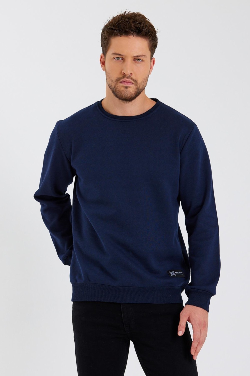Mmetalic Bisiklet Yaka Etiket Detayı Içi Pamuklu Erkek Sweatshirt