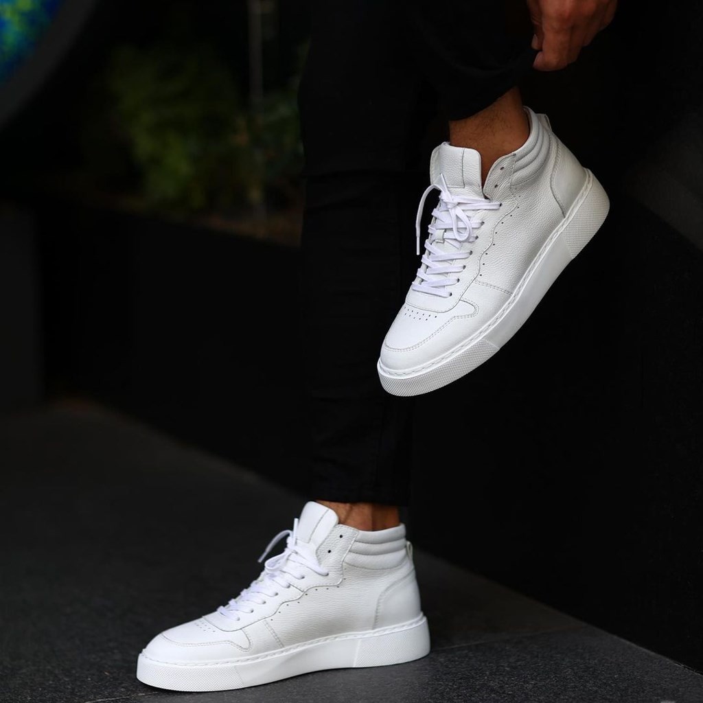Sail Laker's - Beyaz Deri Bağcıklı Unisex Bot 102-8015-HE1065