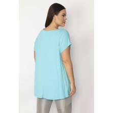 Şans Tekstil Kadın Mavi Içi Çizgili Atletli Düşük Kollu Bluz