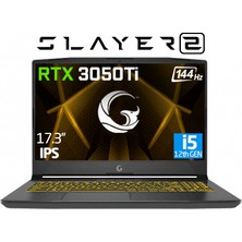 Game Garaj Slayer2 5XL-3050TI C2 İntel Core i5-12500H 16GB 1TB SSD RTX3050TI 4GB 17.3" IPS 144Hz Free Dos Taşınabilir Bilgisayar+ Çanta
