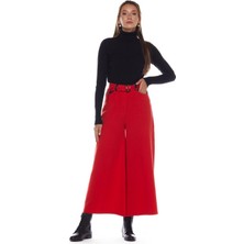 Newbutix Pazen Kırmızı Geniş Paça Pantolon
