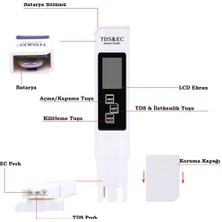 Hubstein Tds & Ec Metre LCD Ekranlı LED Işıklı Taşınabilir Su Kalite Analiz Cihazı