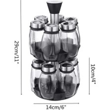 Hubby Chef Baharatlık Çift Katlı 12'li 360 Derece Dönebilen Cam Tuzluk ve Baharatlık Standı