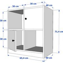 Nettrends Raflı Iki Kapaklı Beyaz Komodin Çıtasız KMD-1033-Ç