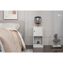 Nettrends Raflı Kapaklı Beyaz Komodin Çıtasız KMD-1037Ç