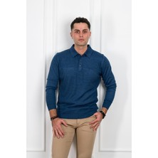 Woolen World Düğmeli Polo Yaka Regular Fit Desenli Erkek Kazak