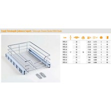 Moderno Dolap Içi Frenli Teleskopik Çekmece Sepeti 45 Cm Genişlik
