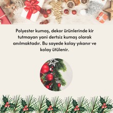 Lilies Atelier Kırmızı Ekose Yılbaşı Topları Desen 40 x 140 Runner I Leke Tutmaz I Dertsiz Masa Örtüsü