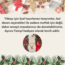 Lilies Atelier Kırmızı Ekose Yılbaşı Topları Desen 40 x 140 Runner I Leke Tutmaz I Dertsiz Masa Örtüsü