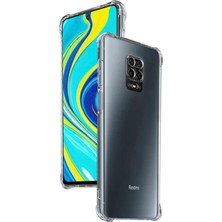 Kzy Xiaomi Redmi Note 9 Pro Kapak Kamera Korumalı Antişok Airbag Köşe Korumalı Silikon Şeffaf Kılıf