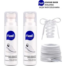 Flexi Care Beyaz Spor Deri Bez ve Kumaş Ayakkabı Boyası 2 Adet Bağcıklı 75 ml