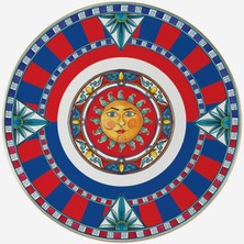 Baci Milano Kırmızı Mavi Porselen Yemek Tabağı 28 cm