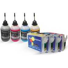 BK Epson T1621-1624 Uyumlu Kolay Dolan Kartuşlar ve Sublimasyon Mürekkepli Set - WF-2010W/ WF-2510WF/ WF-2520NF/ WF-2530/ WF-2540DWF
