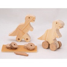 Wooden Toys Atelier Ahşap Tekerlekli T-Rex Dinazor Oyuncak