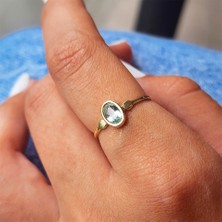 Fasek Gold Tektaş Altın Yüzük - 14 Ayar Altın 0.90 Karat Topaz Taşlı Tek Taş Evlilik Teklifi Yüzüğü