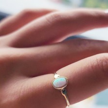Fasek Gold Opal Altın Yüzük - 14 Ayar Altın 0.90 Karat Opal Taşlı Tektaş Evlilik Teklifi Yüzüğü - Tektaş Yüzük