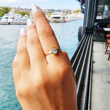 Fasek Gold Tektaş Altın Yüzük - 14 Ayar Altın Zirkon Taşlı Tek Taş Evlilik Teklifi Yüzüğü - Sevgiliye Hediye