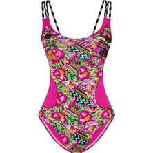 Bonesta Swimwear Çiçek Desenli Fuşya Mayo