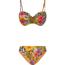 Bonesta Swimwear Taş Baskılı Sütyen Kaplı Bikini Takımı
