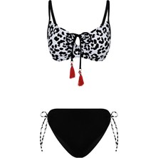Bonesta Swimwear Leopar Desenli Balenli Bikini Takımı