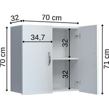 Banos Roomart Cu2 Çok Amaçlı Çamaşır Makinesi Üst Banyo Dolabı - Beyaz